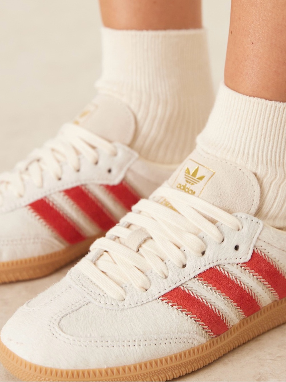 Adidas Gender Inclusive Samba OG Beige/Cream/Red Pony Hair Sneakers (Unisex) - Picture 2 of 10